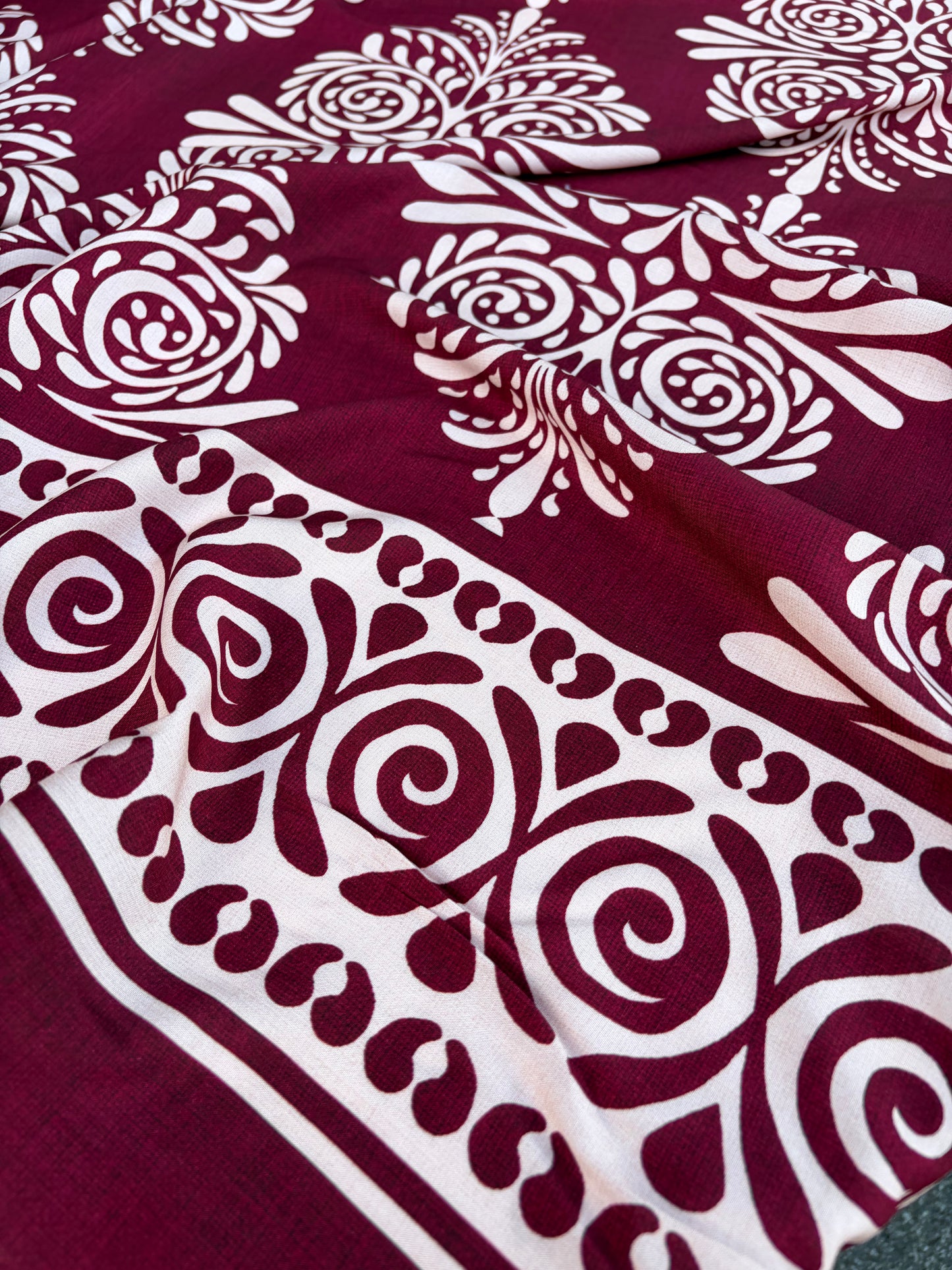 BART 029 cherry coloured double border viscose print