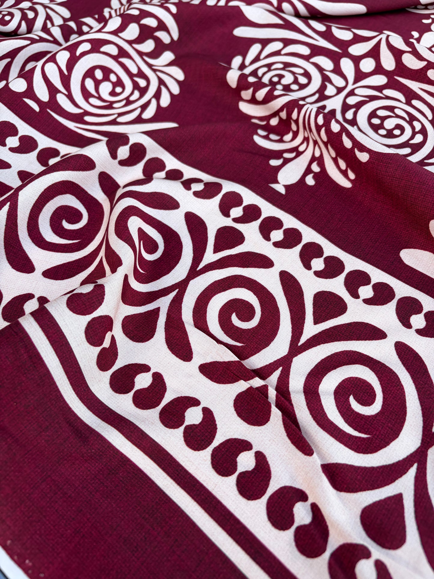 BART 029 cherry coloured double border viscose print