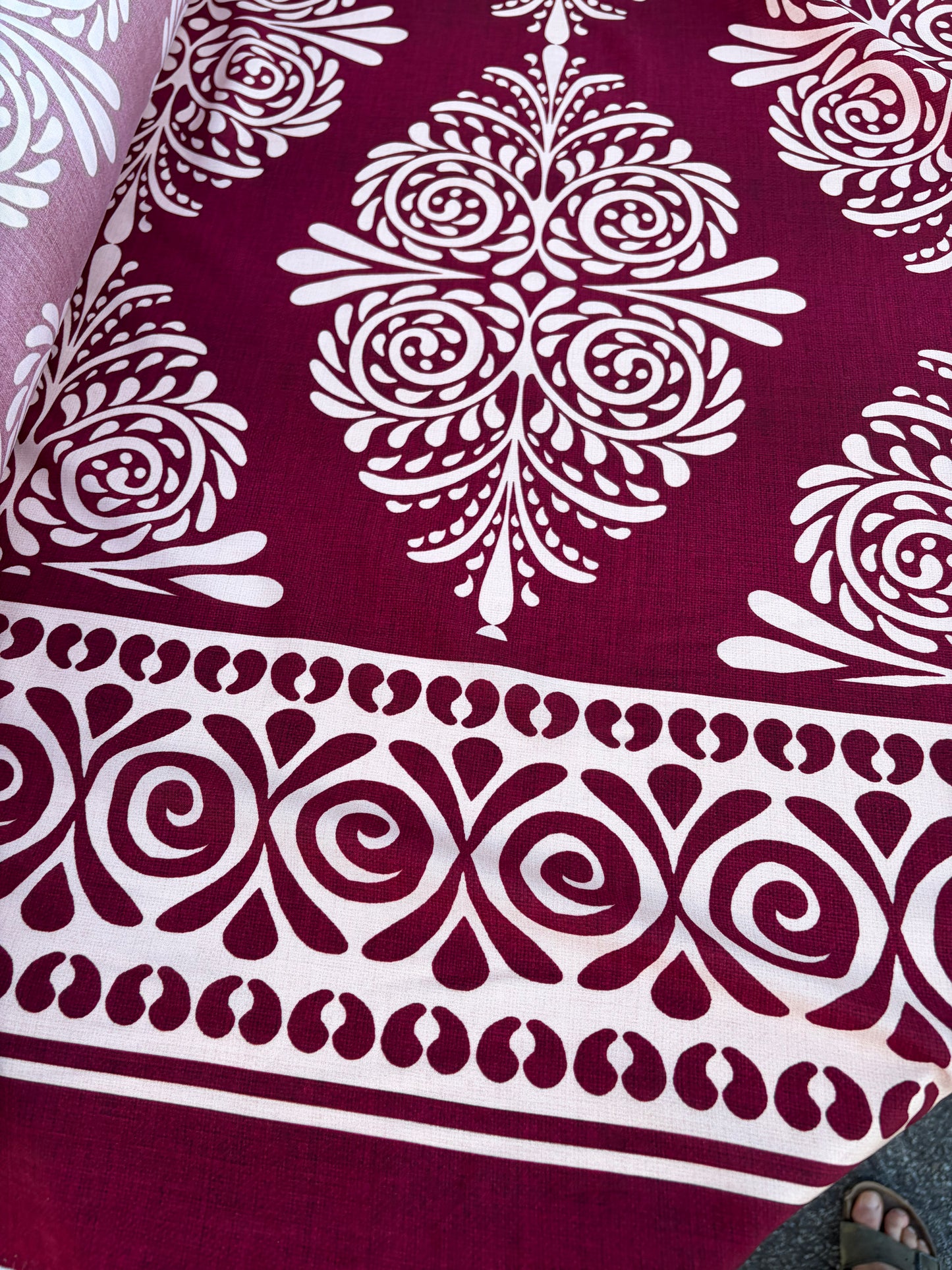 BART 029 cherry coloured double border viscose print