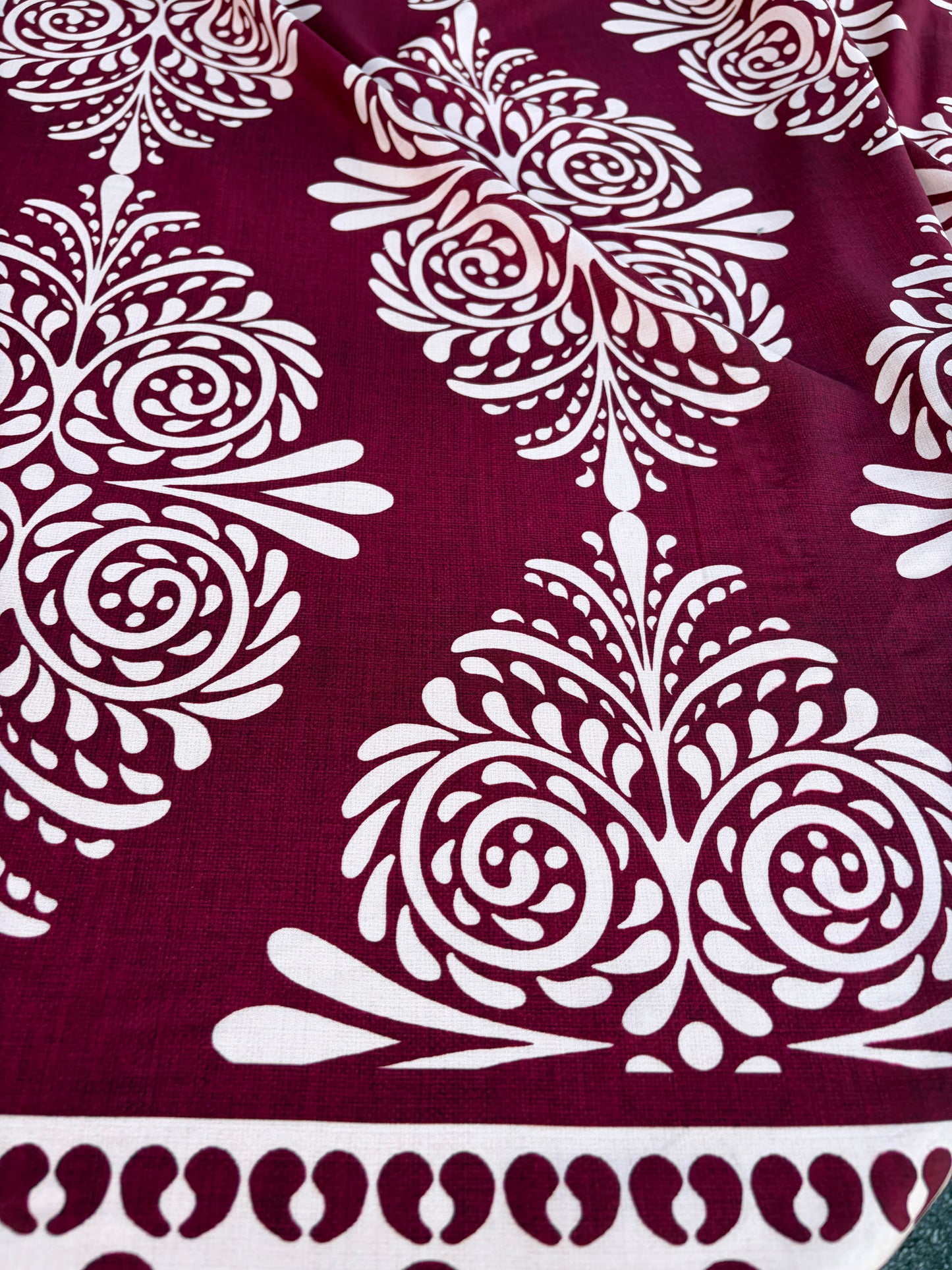 BART 029 cherry coloured double border viscose print