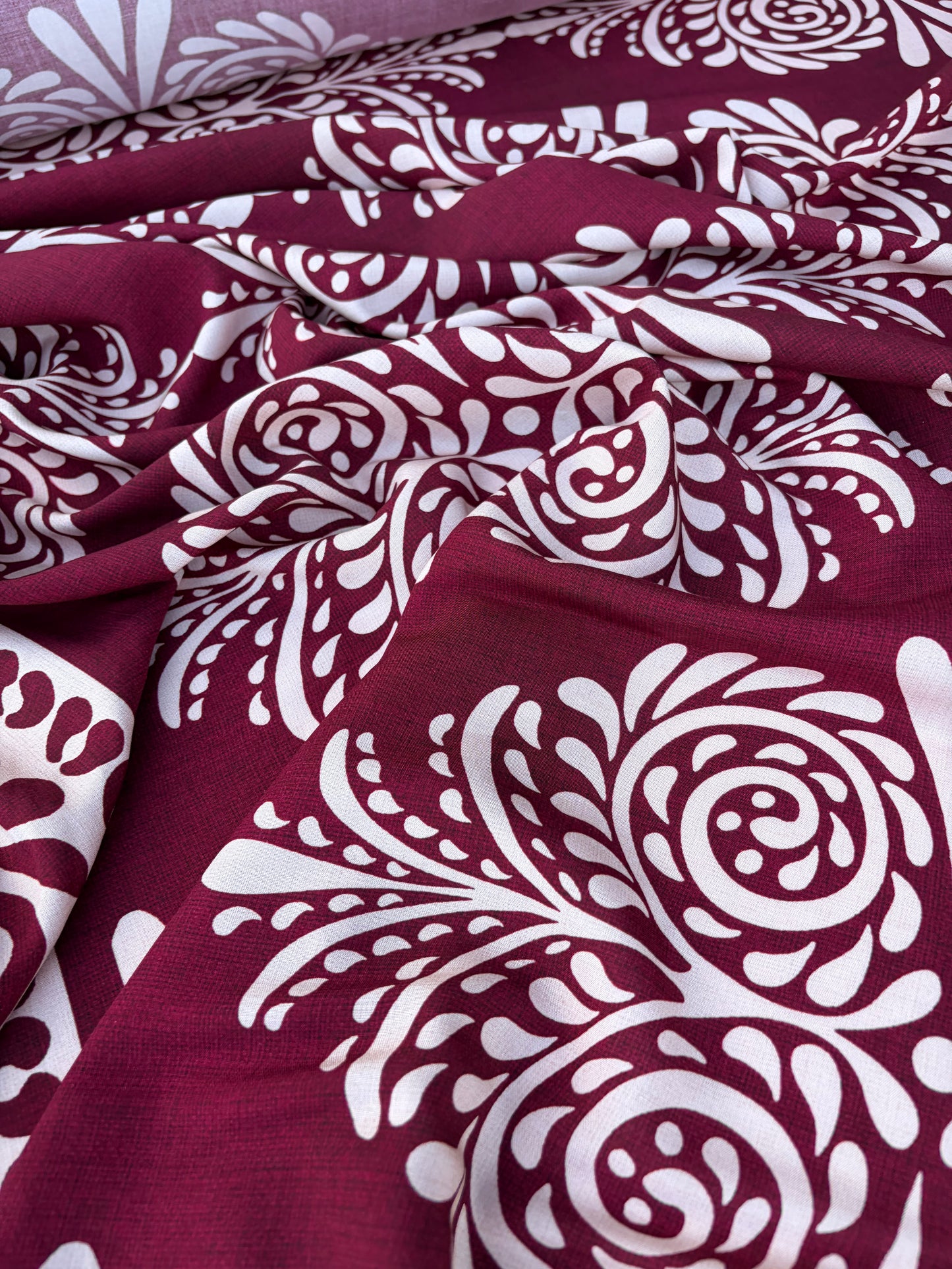 BART 029 cherry coloured double border viscose print