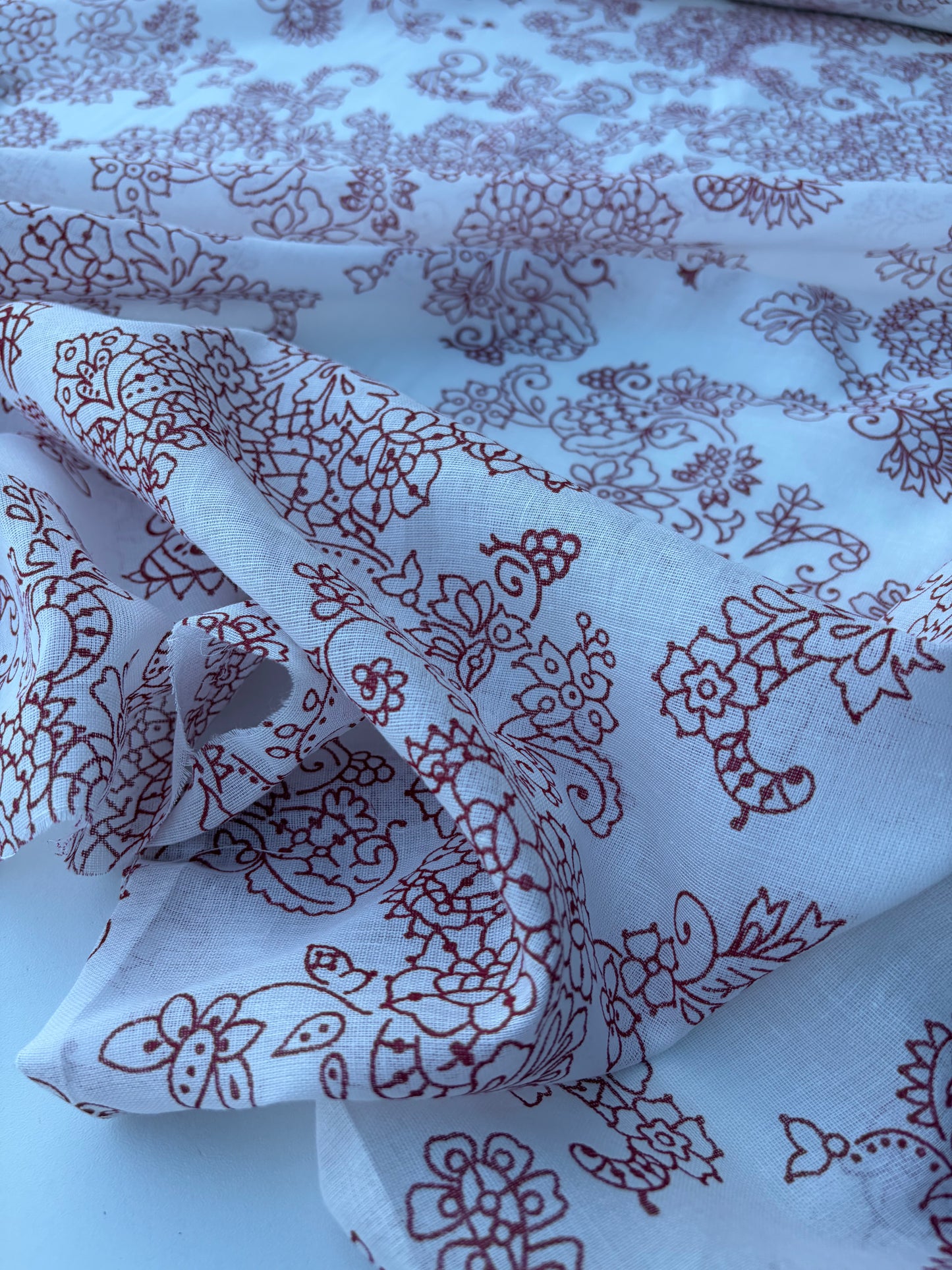 BART 030 red floral print cotton voile