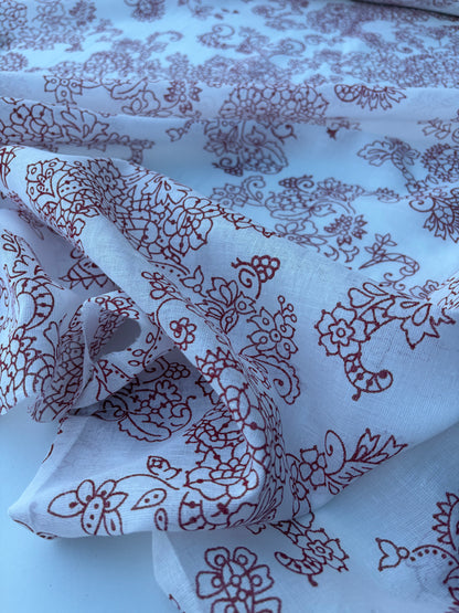 BART 030 red floral print cotton voile