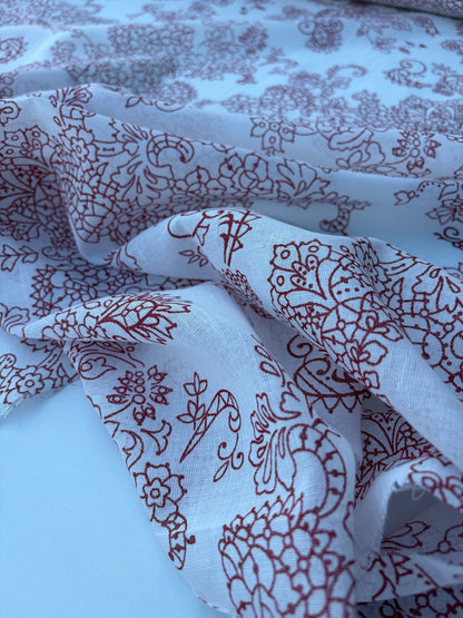 BART 030 red floral print cotton voile