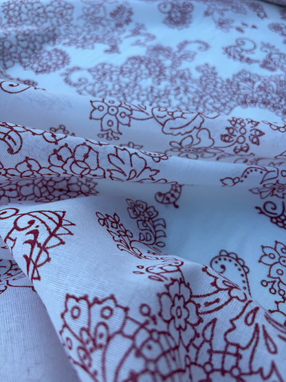 BART 030 red floral print cotton voile