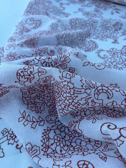 BART 030 red floral print cotton voile
