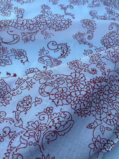 BART 030 red floral print cotton voile