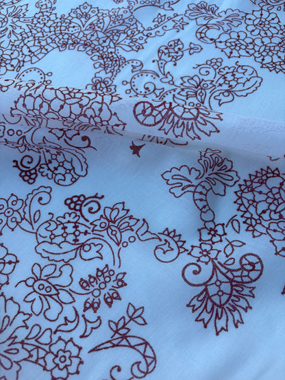 BART 030 red floral print cotton voile