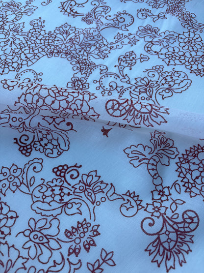 BART 030 red floral print cotton voile