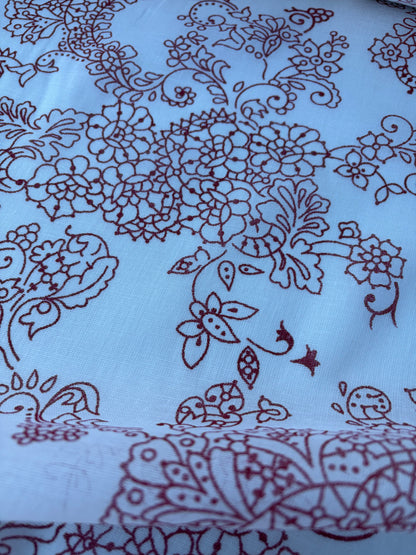 BART 030 red floral print cotton voile