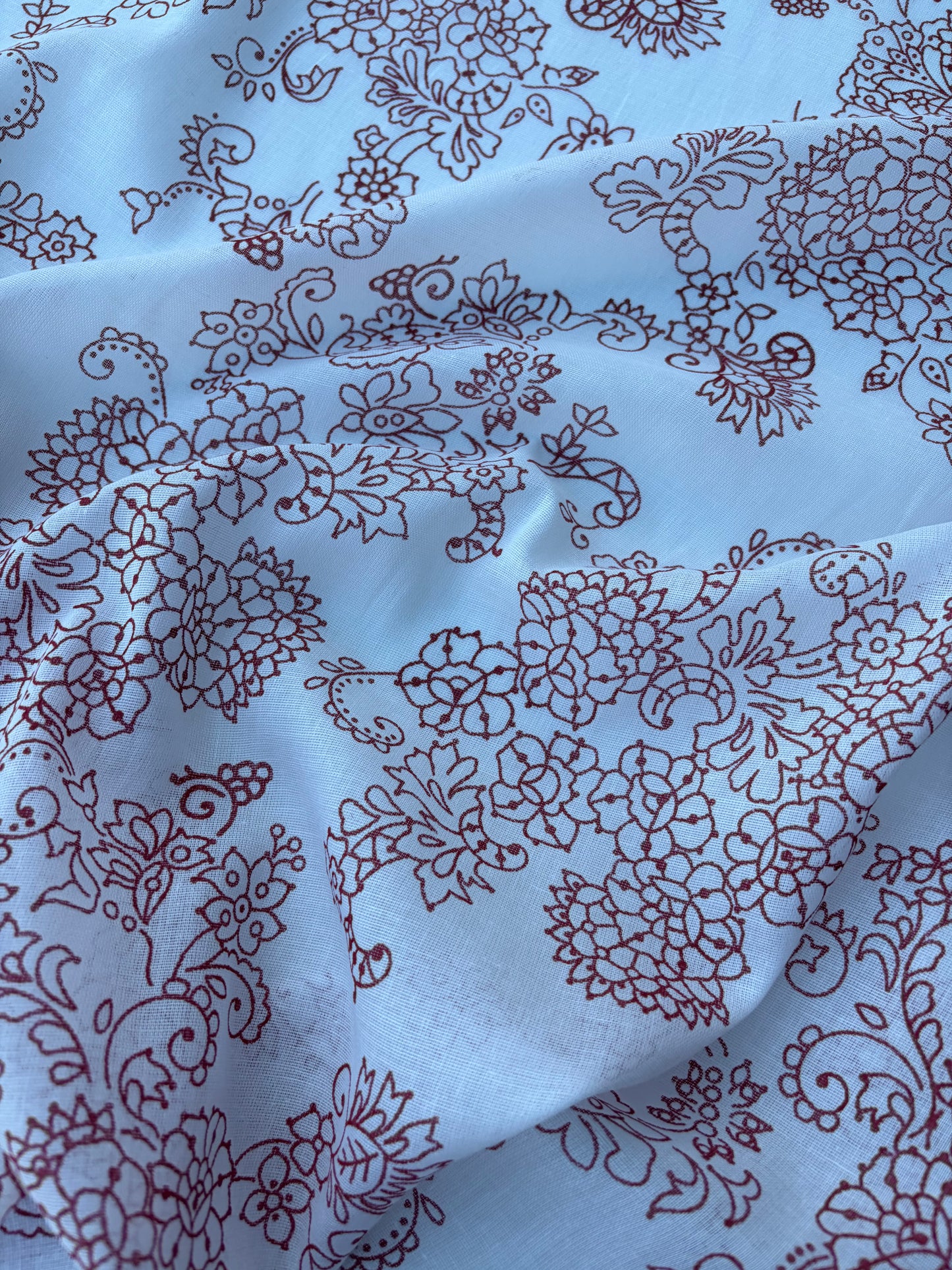 BART 030 red floral print cotton voile