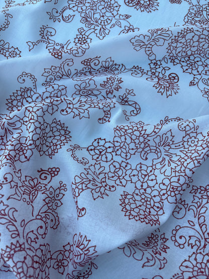 BART 030 red floral print cotton voile