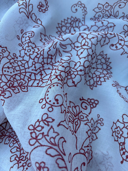 BART 030 red floral print cotton voile