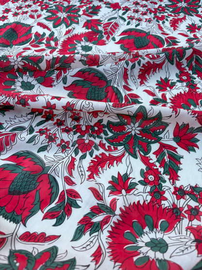 BART 031 red floral print cotton voile