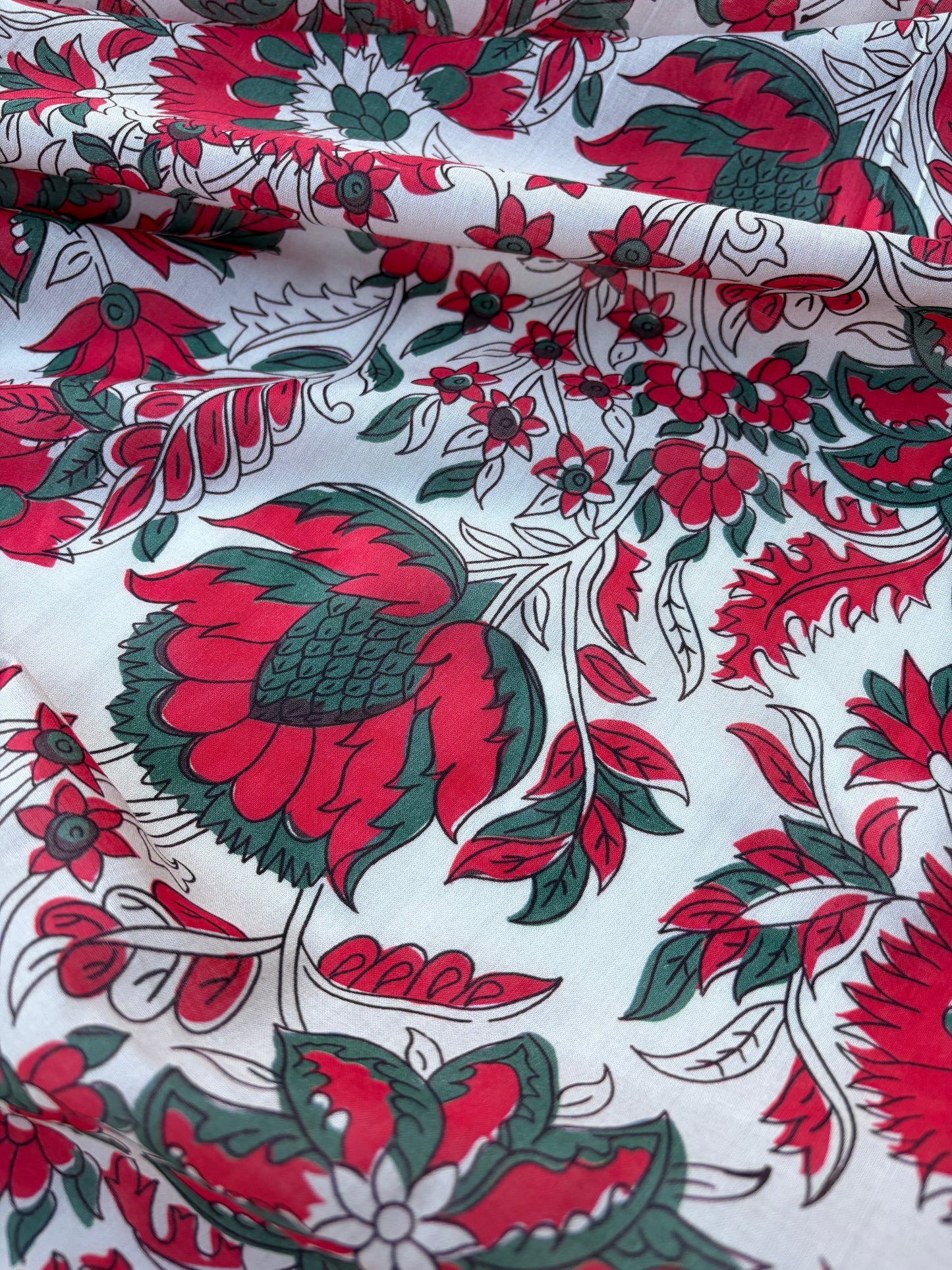 BART 031 red floral print cotton voile