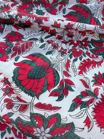 BART 031 red floral print cotton voile