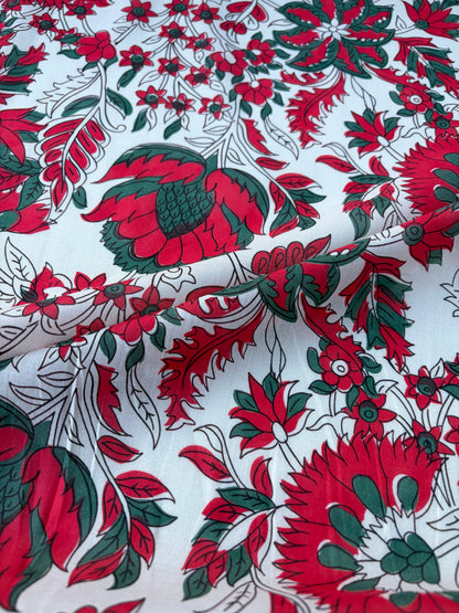 BART 031 red floral print cotton voile