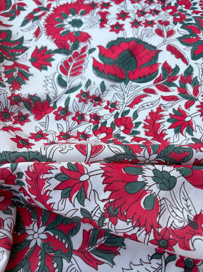 BART 031 red floral print cotton voile
