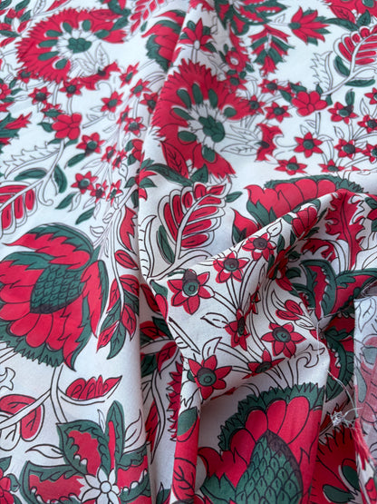 BART 031 red floral print cotton voile