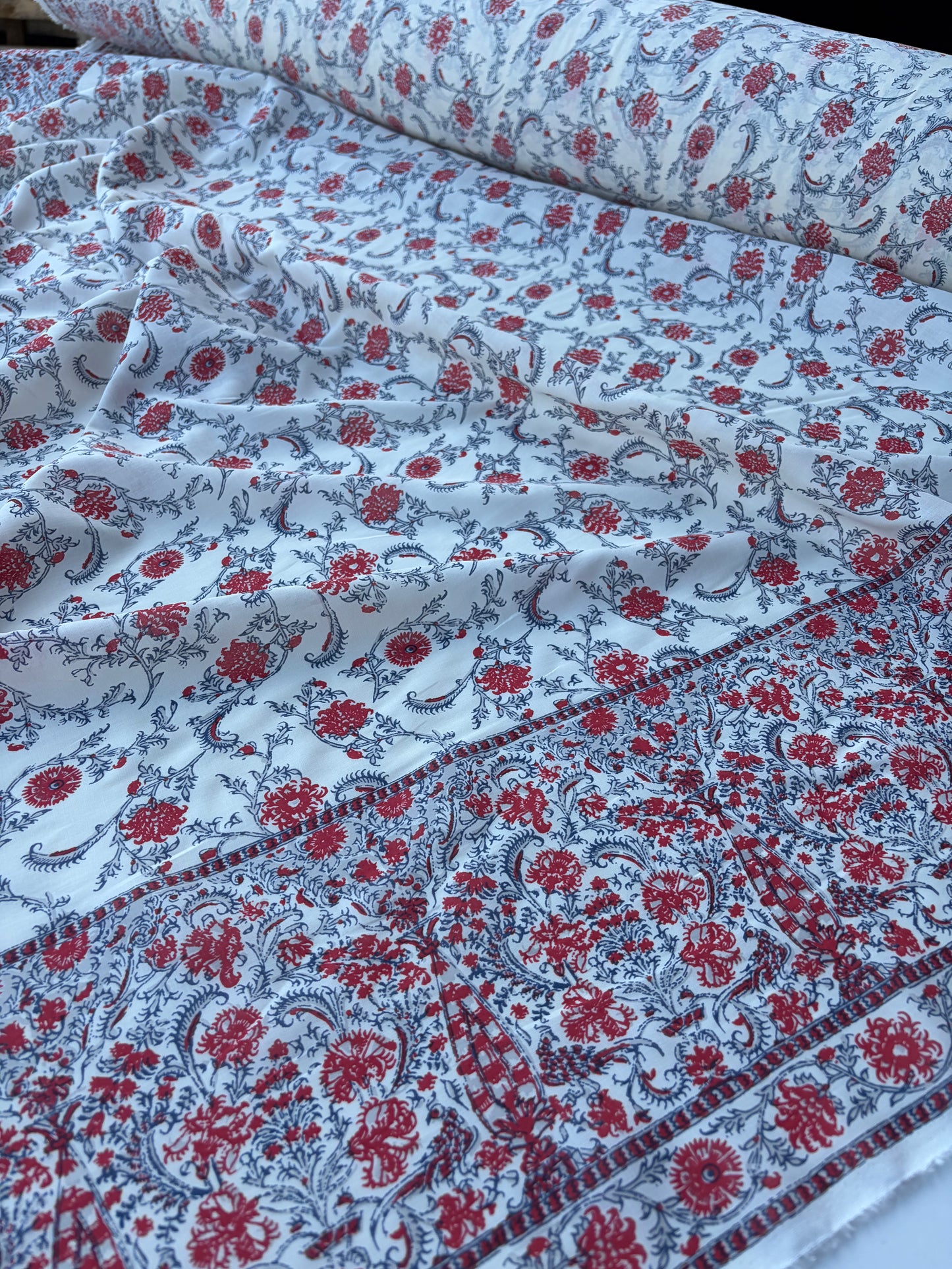 BART 032 double border indian flower cotton voile print