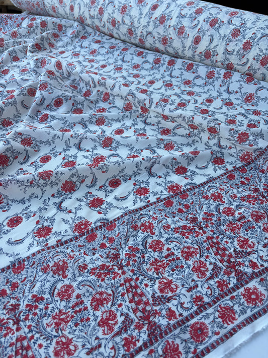 BART 032 double border indian flower cotton voile print