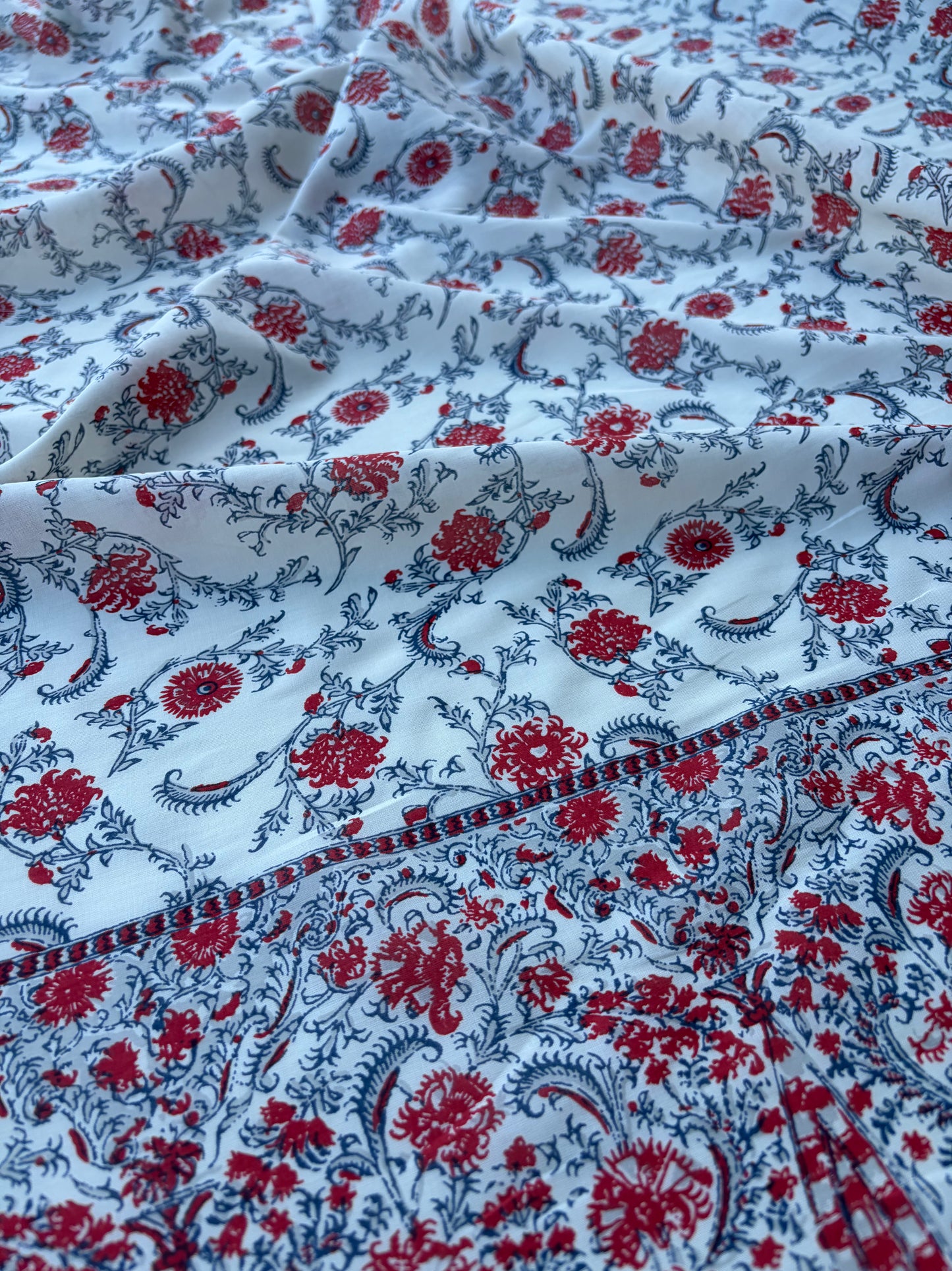 BART 032 double border indian flower cotton voile print
