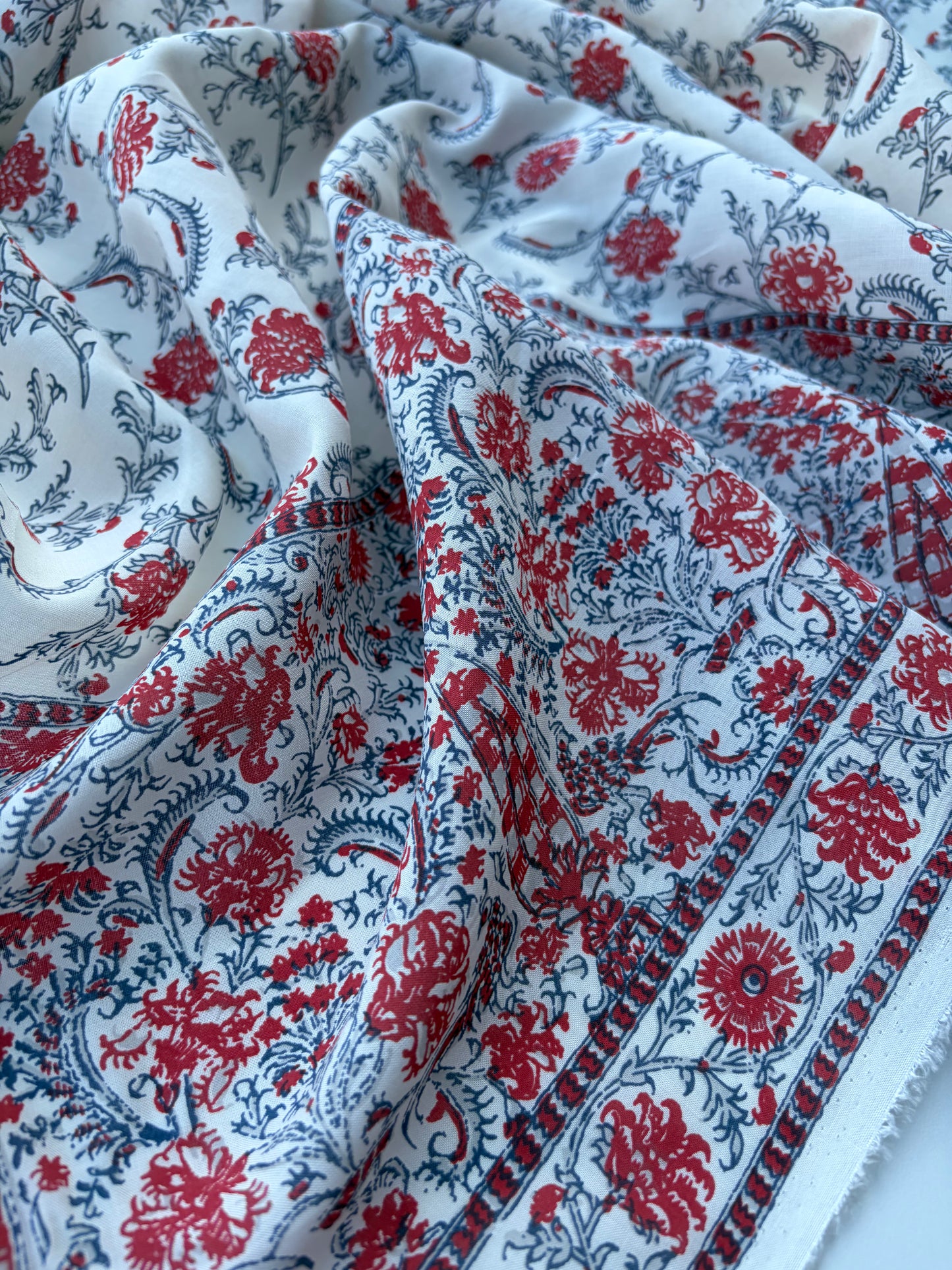 BART 032 double border indian flower cotton voile print