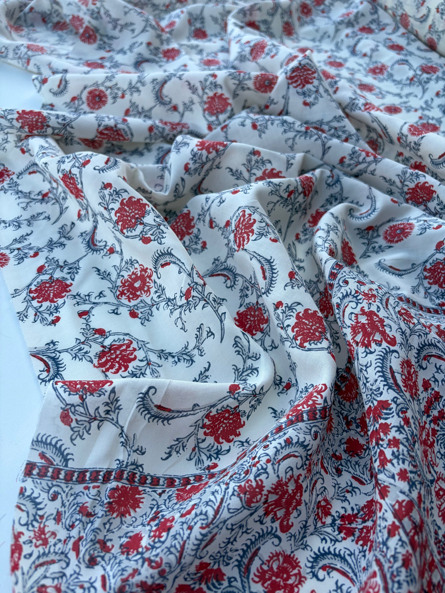 BART 032 double border indian flower cotton voile print