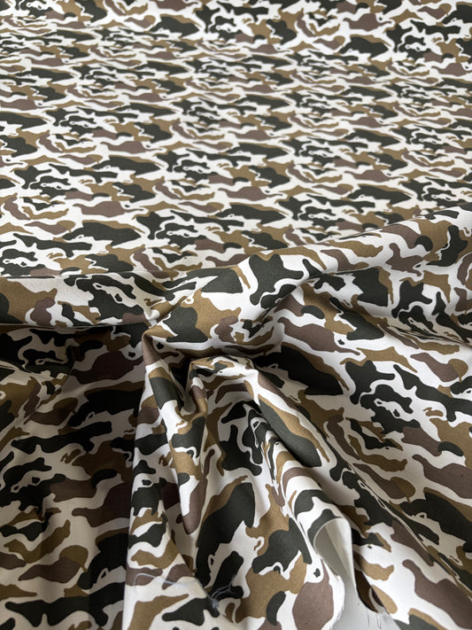STAN 017 cotton satin stretch small camouflage brown
