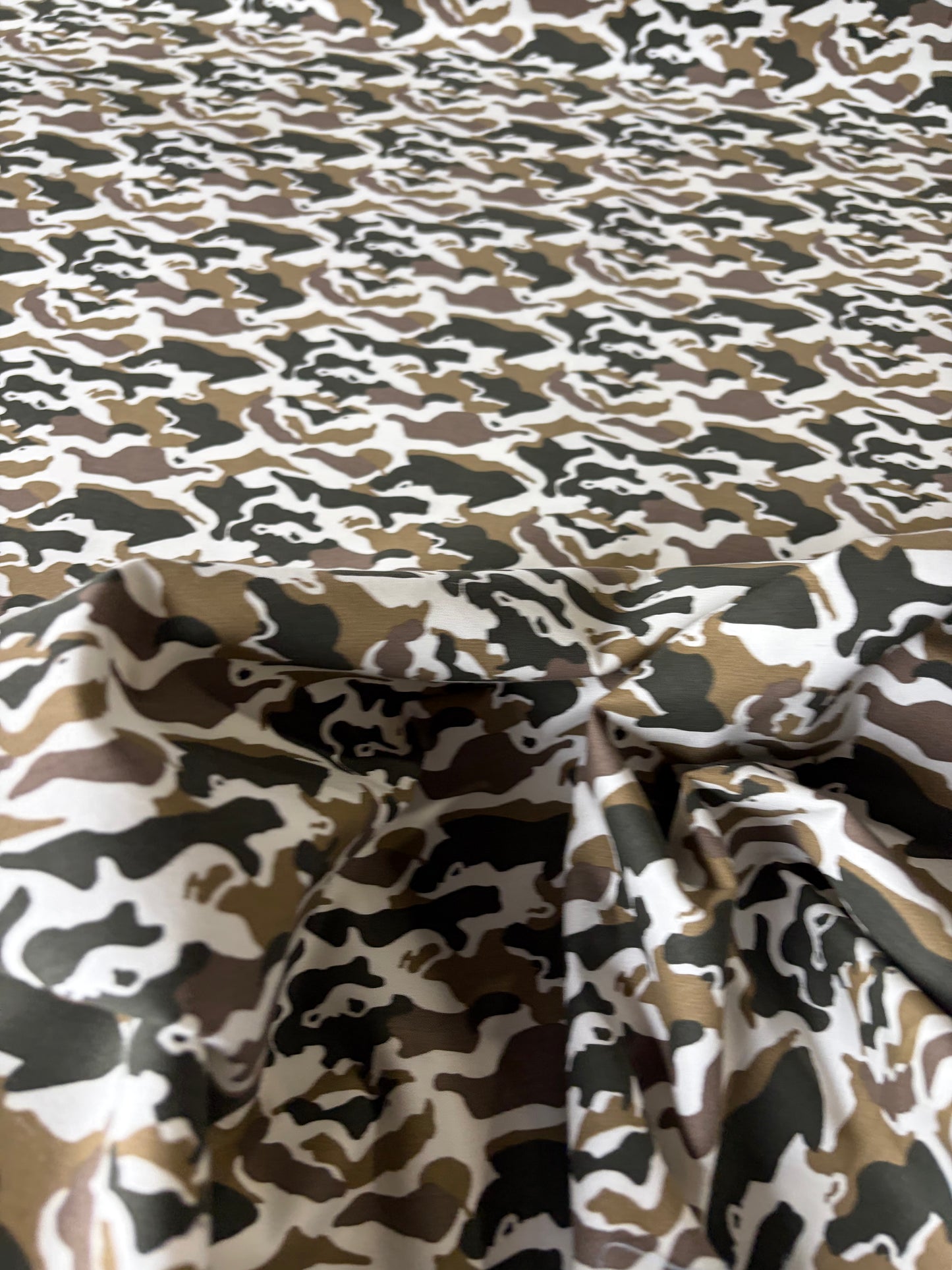 STAN 017 cotton satin stretch small camouflage brown