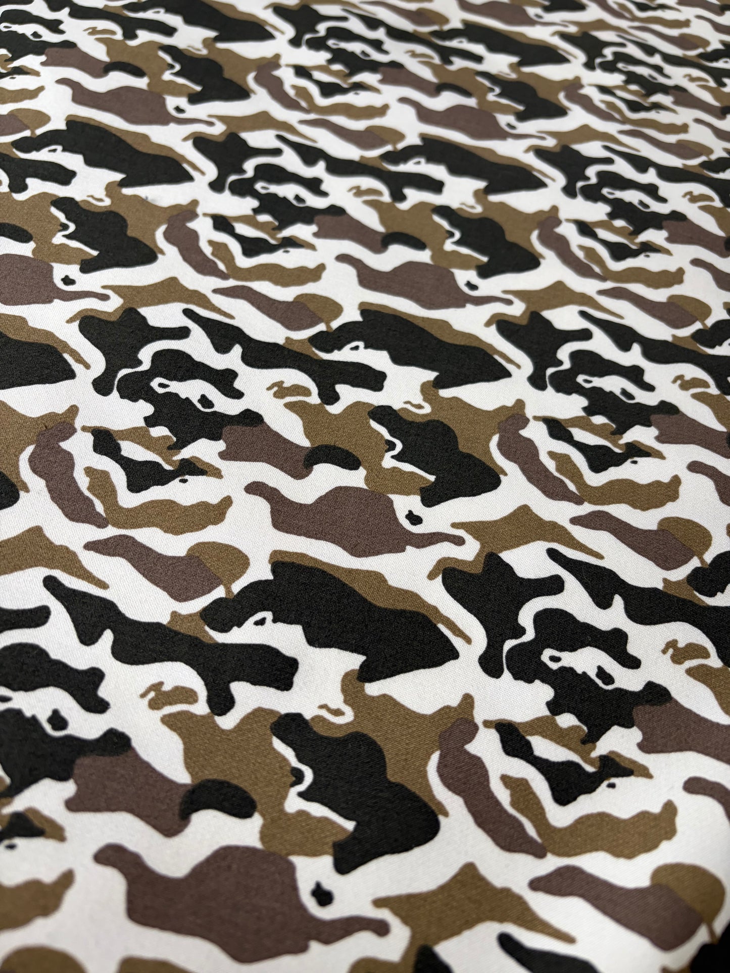 STAN 017 cotton satin stretch small camouflage brown