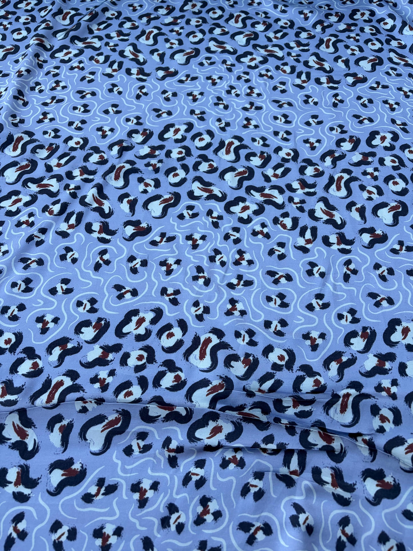 BART 038 steel blue animalier print viscose satin
