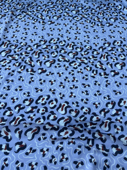 BART 038 steel blue animalier print viscose satin