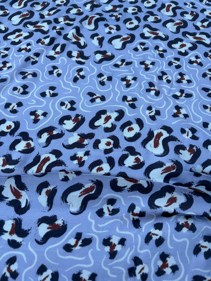 BART 038 steel blue animalier print viscose satin