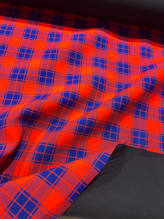 AGATHE 005 heavy wool check double face cobalt/red