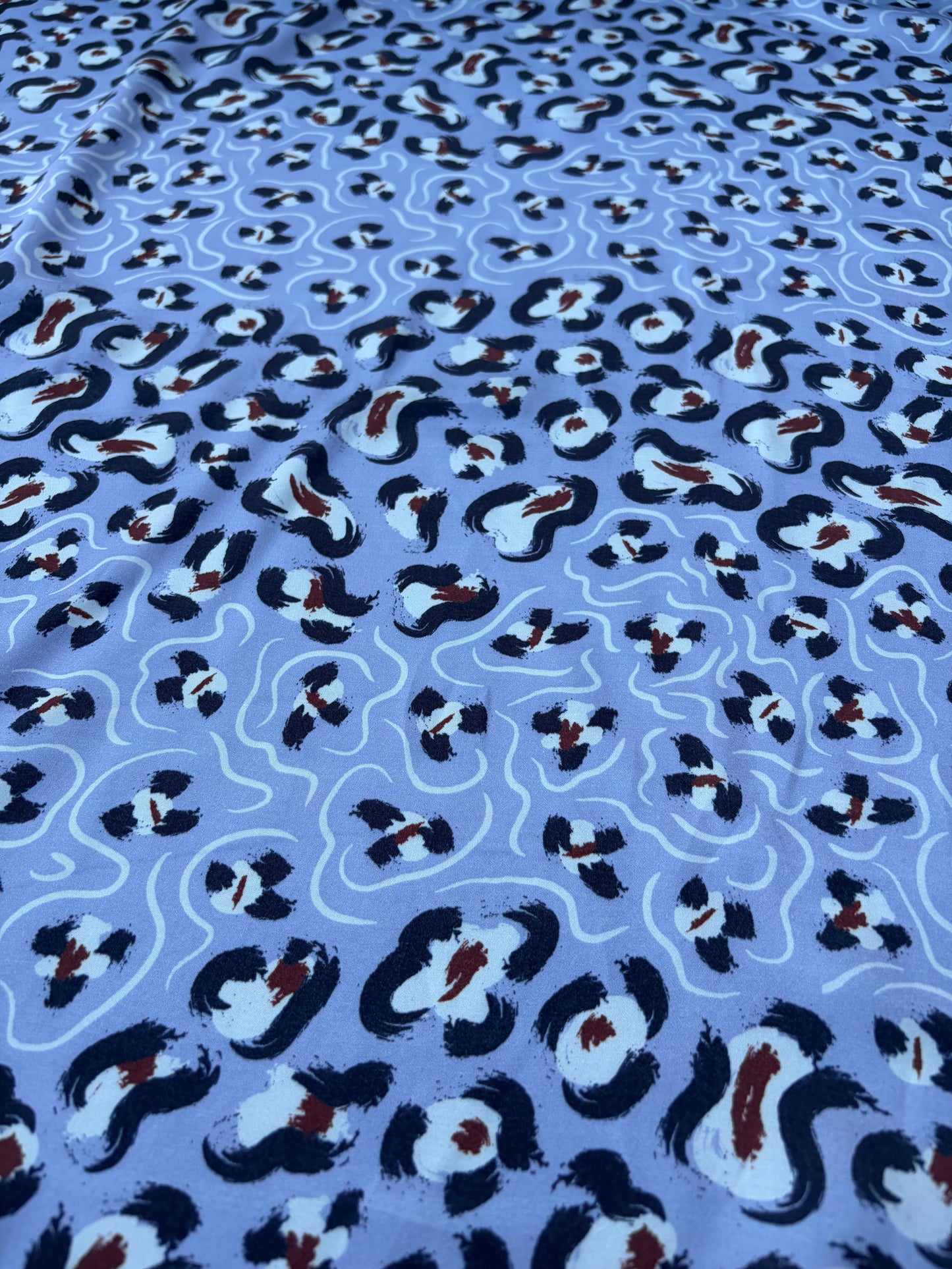 BART 038 steel blue animalier print viscose satin
