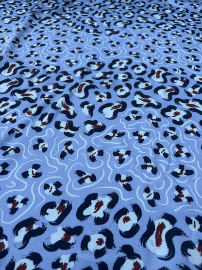 BART 038 steel blue animalier print viscose satin