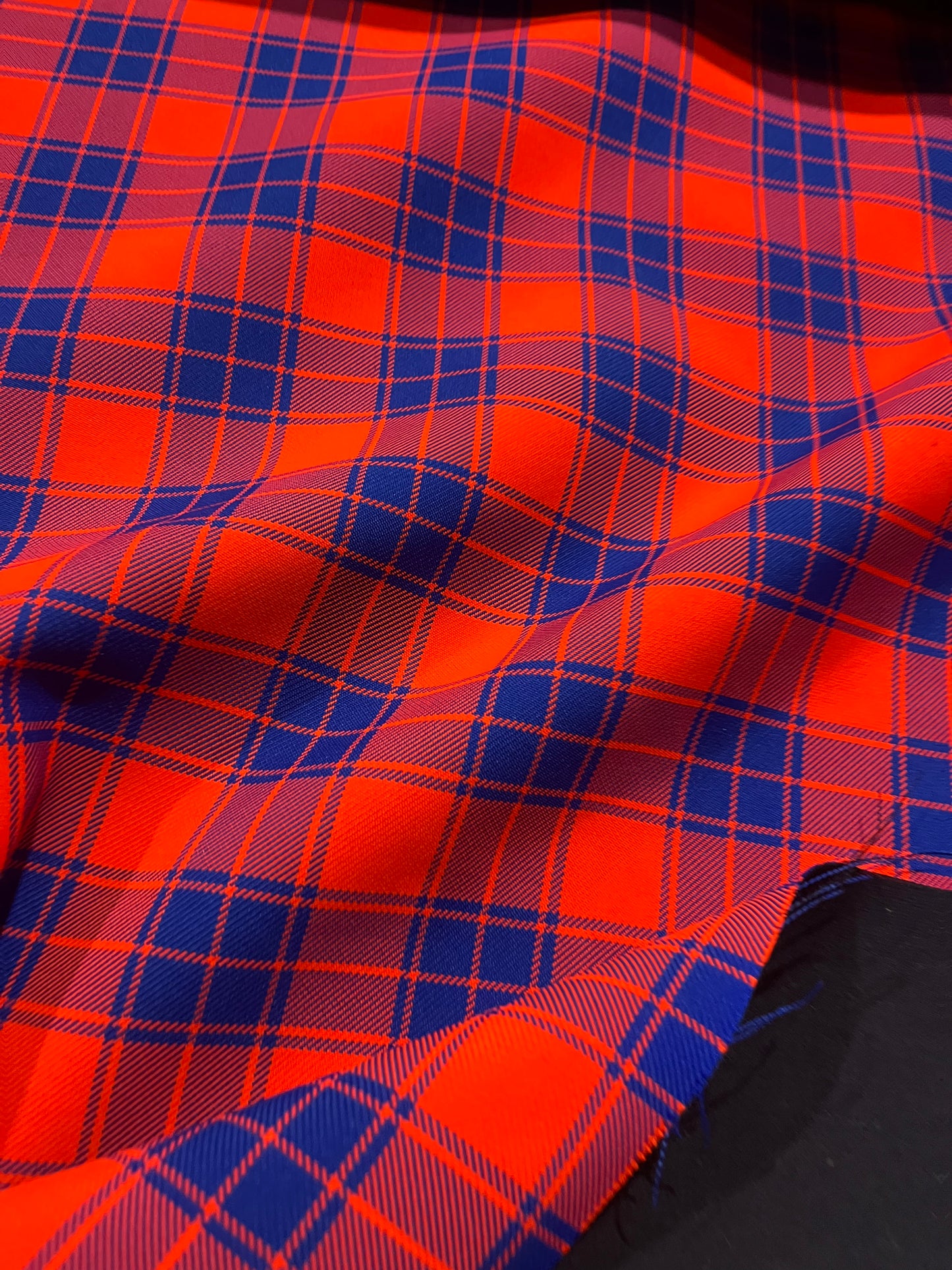 AGATHE 005 heavy wool check double face cobalt/red