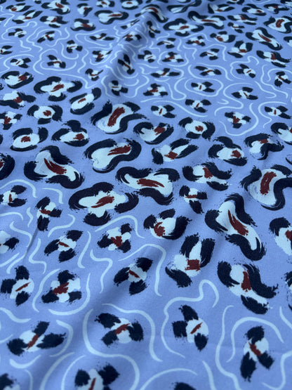 BART 038 steel blue animalier print viscose satin
