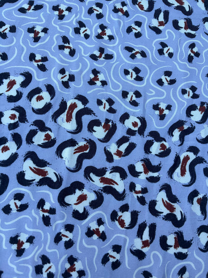 BART 038 steel blue animalier print viscose satin