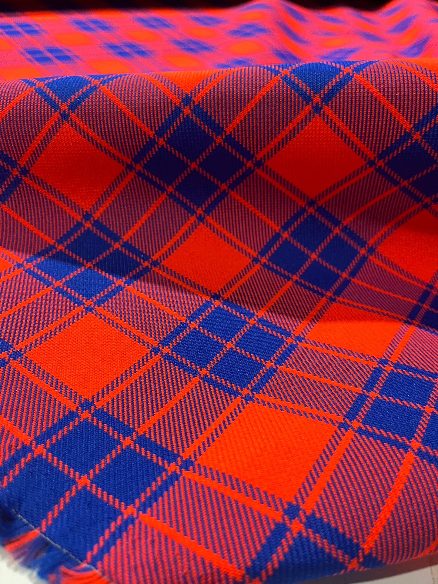 AGATHE 005 heavy wool check double face cobalt/red