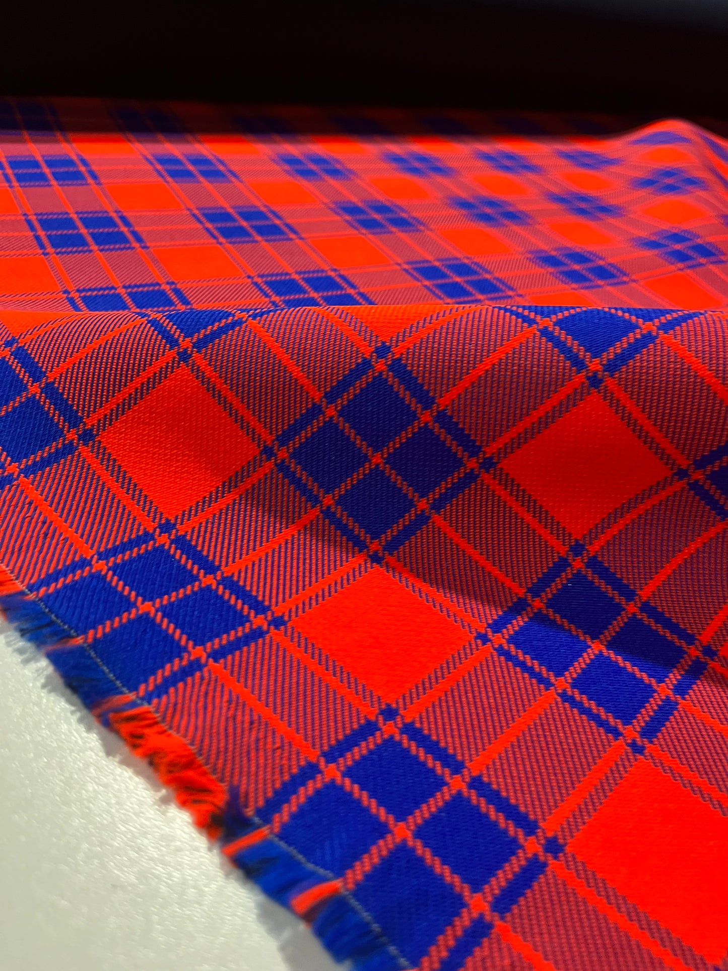 AGATHE 005 heavy wool check double face cobalt/red