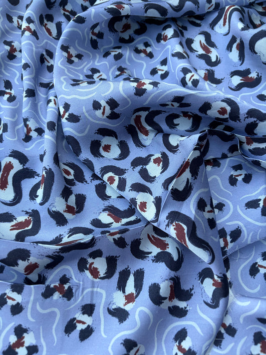 BART 038 steel blue animalier print viscose satin