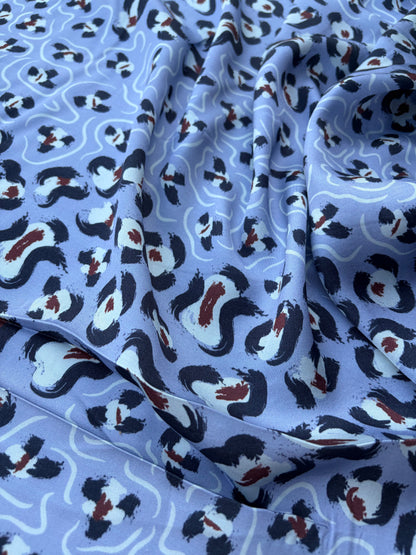 BART 038 steel blue animalier print viscose satin