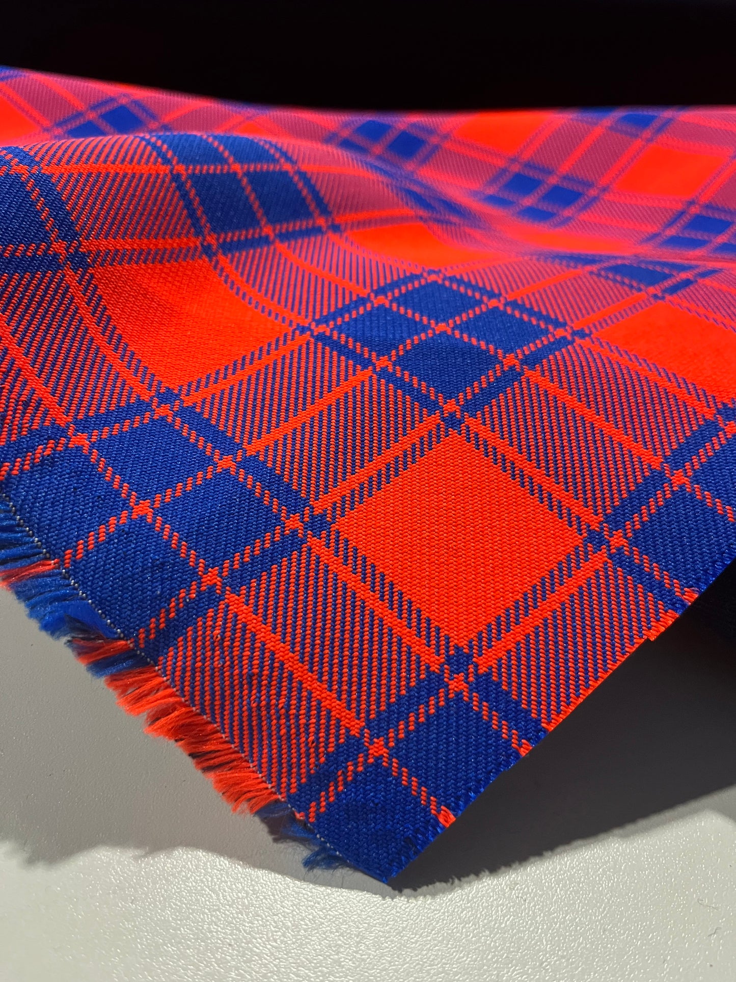 AGATHE 005 heavy wool check double face cobalt/red