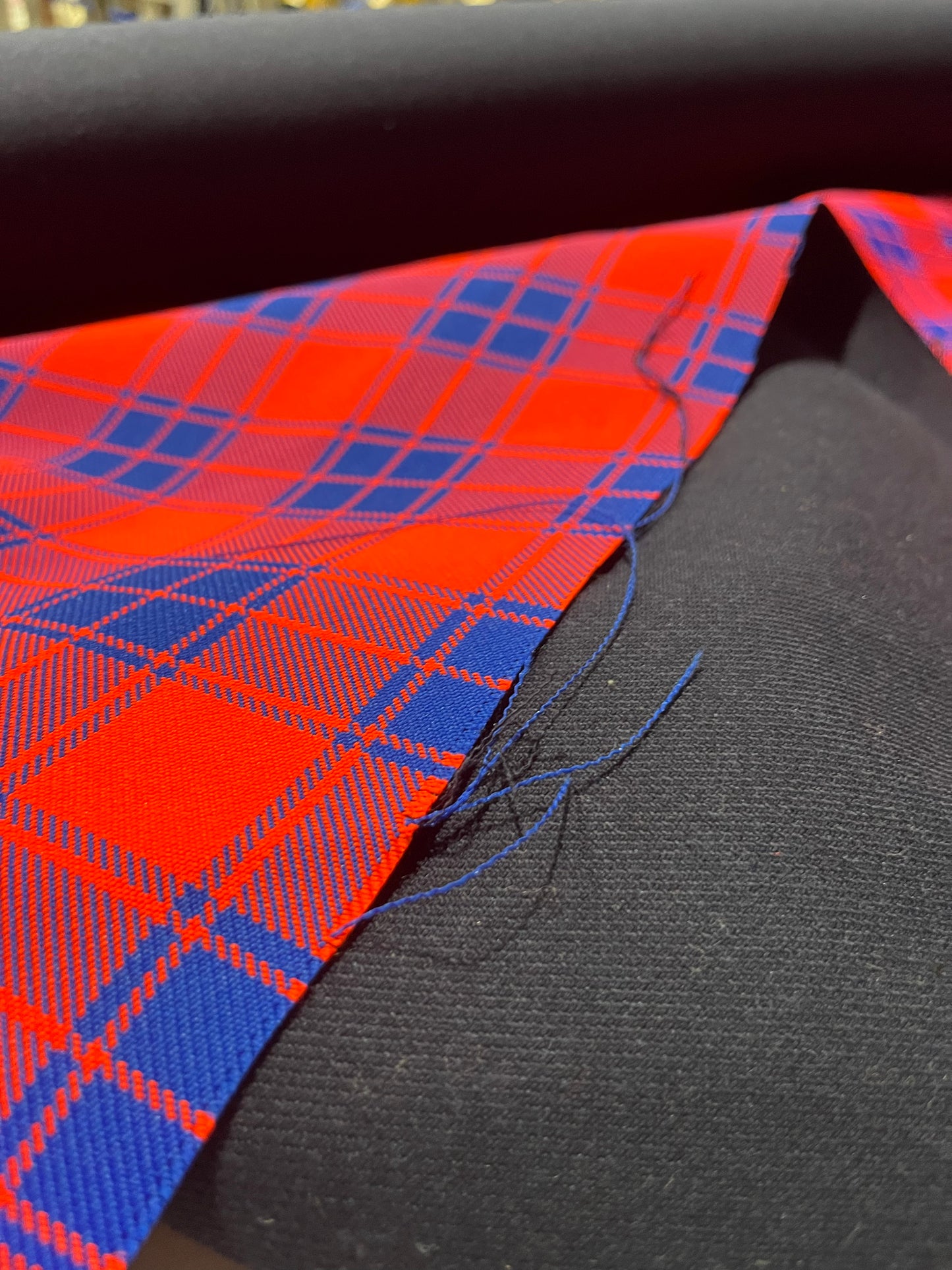 AGATHE 005 heavy wool check double face cobalt/red