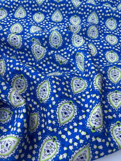 BART 041 cobalt/lime paisley style viscose print