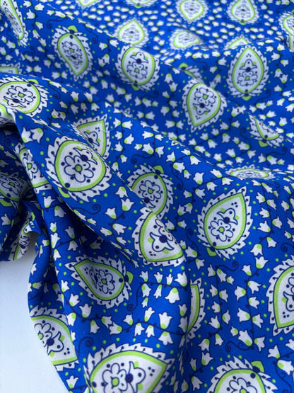 BART 041 cobalt/lime paisley style viscose print