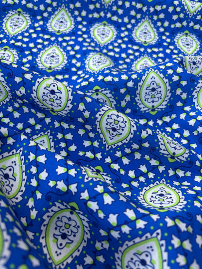 BART 041 cobalt/lime paisley style viscose print