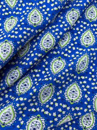 BART 041 cobalt/lime paisley style viscose print